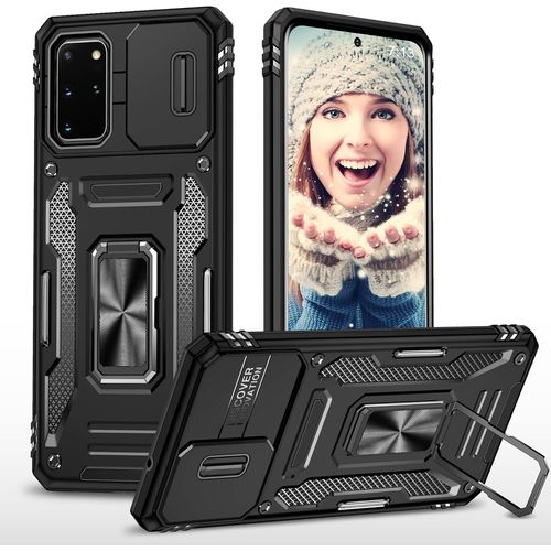 Coque Pour Samsung Galaxy S20 Plus / S20 Plus 5g Etui [Protection Dappareil Photo Slide Camera], Support 360 Rotatif Militaire Renforcee Armor Antichoc Bumper Housse Le Noir