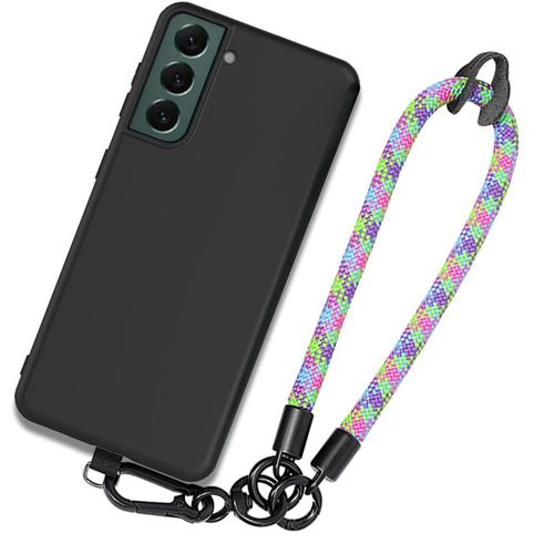 Coque Pour Samsung Galaxy S22, Tpu Noir Antichoc Anti-Rayures Avec Bracelet Robuste Multicolore - Booling