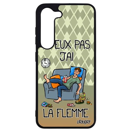 Coque Pour Samsung Galaxy S23+ Plus Silicone J'peux Pas J'ai La Flemme Texte Feignant Tpu Jpeux Humour Mobile Vert Je Bd Fatigu De