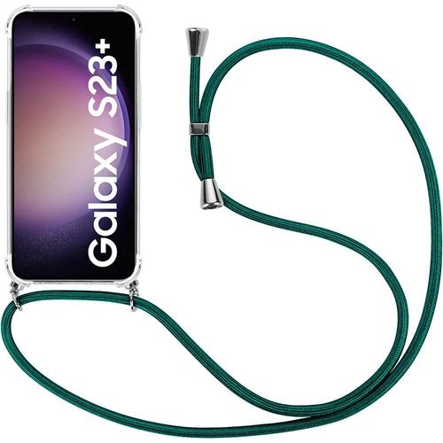 Coque Pour Samsung Galaxy S23+ / S23 Plus Protection Renforc Transparente Souple + Cordon Vert Nuit - E.F.Connection