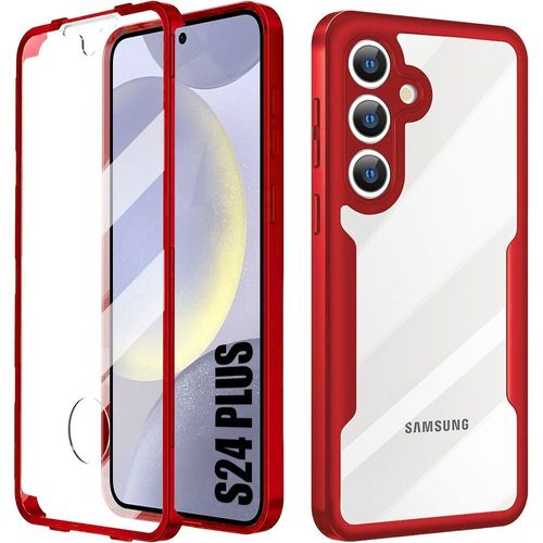 Coque Pour Samsung Galaxy S24 Plus (Galaxy S24+) - Protection 360 Degr Rigide Bordure Renforce Intgrale Solide - Rouge - E.F.Connection