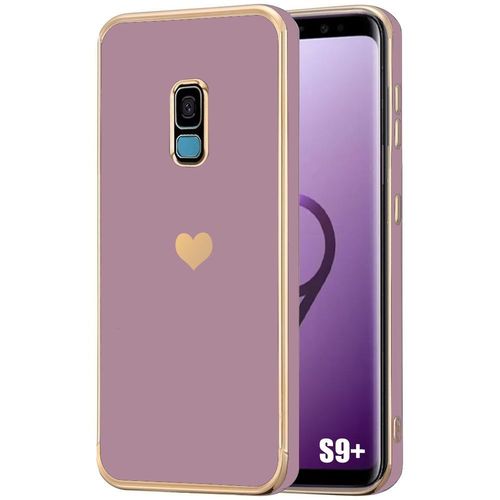 Coque Pour Samsung Galaxy S9 Plus / S9+, Antichoc En Silicone Tpu, Style Luxe  Motif DAmour CUr Plaqu Et Dor - Violet - E.F.Connection