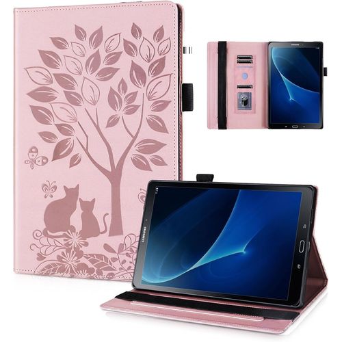 Coque Pour Samsung Galaxy Tab A 10.1 (2016) Sm-T580/T585 Fonction Du Support Etui Samsung Galaxy Tab A Avec Fente Pour Carte Housse Galaxy Tab A 2016 Rose.[F5779]
