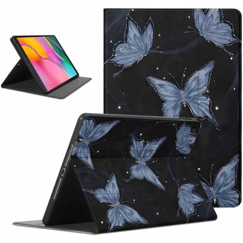 Coque Pour Samsung Galaxy Tab A 10.1 2019 (Sm-T510/T515), Aesthetic Butterfly Motif Design Housse De Protection Lger Avec Support Fonction Ultra-Mince Pu Transparent tui  Rabat, Noir.[F1536]