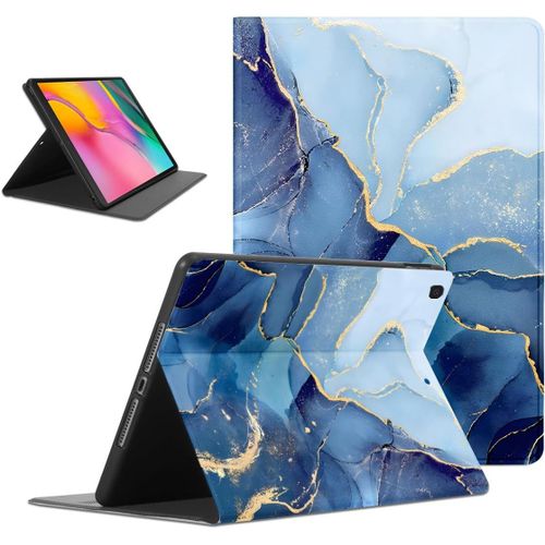 Coque Pour Samsung Galaxy Tab A 10.1 2019 (Sm-T510/T515), Aesthetic Marbre Motif Design Housse De Protection Lger Avec Support Fonction Ultra-Mince Pu Transparent tui  Rabat, Bleu.[F1558]