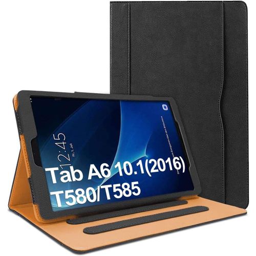 Coque Pour Samsung Galaxy Tab A 10.1 Sm-T580 / Sm-T585, Etui Folio En Cuir Pu Pour Galaxy Tab A 10.1 Pouces 2016, Avec Poche Document, Angles De Vue Multiples (Noir).[F5604]