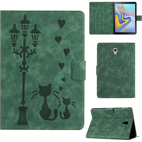 Coque Pour Samsung Galaxy Tab A 10.5 Pouces 2018 Sm-T590/T595 Housse En Similicuir Avec Support,Un Couple De Chats Amoureux Sous Le Lampadaire Imprime,Pour Galaxy Tab A 10.5