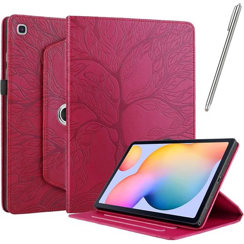 Coque Pour Samsung Galaxy Tab A7 Lite 8.7 Pouce 2021, tui Cuir Pu Housse De Protection Flip Avec [Stylet] Fonction Support Antichoc tui Rotatif  360 - Rouge.[F4282]