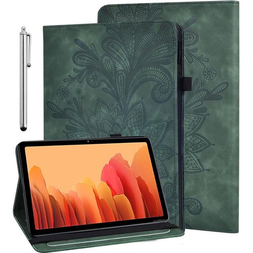 Coque Pour Samsung Galaxy Tab A7 Lite 8.7 Tablette 2021 Sm-T220 Sm-T225 - Etui De Protection Multi-Angle Housse De Support Avec Poche De Carte Et Fonction (Vert)