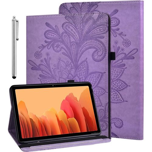 Coque Pour Samsung Galaxy Tab A7 Lite 8.7 Tablette 2021 Sm-T220 Sm-T225 - Etui De Protection Multi-Angle Housse De Support Avec Poche De Carte Et Fonction (Violet)