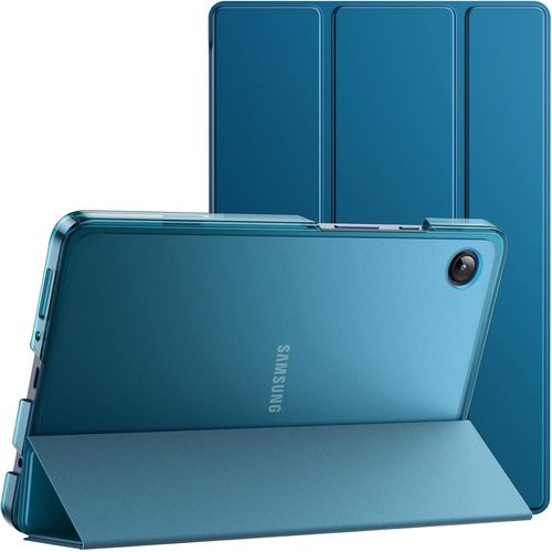 Coque Pour Samsung Galaxy Tab A9 8,7 Pouces 2023, tui Housse Protection Tablette Fine Folio Support Dos Translucide  Trois Volets (Bleu Vert)