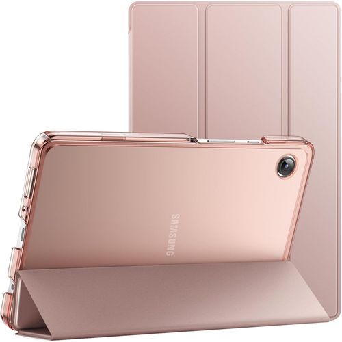 Coque Pour Samsung Galaxy Tab A9 8,7 Pouces 2023, tui Housse Protection Tablette Fine Folio Support Dos Translucide  Trois Volets (Or Rose)