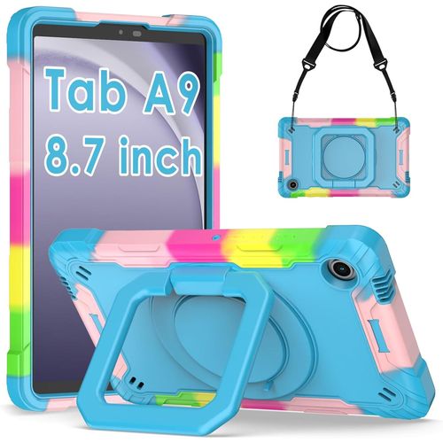 Coque Pour Samsung Galaxy Tab A9 8,7 Pouces 2023 Smx110,Pochette Etui Housse De Protection Robuste Antichoc Avec Portestylo E Bandoulire,Rotation  360 Pour Utiliser Plusieurs Vues