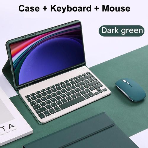 Coque Pour Samsung Galaxy Tab S9 Ultra, 14.6 Pouces, Housse De Clavier Bluetooth Pour Samsung Tab S10 Ultra 14.6 Pouces 2024-Arabic Keyboard-Dark Green B