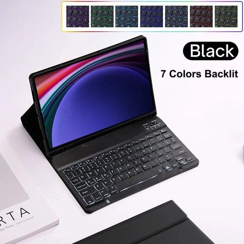 Coque Pour Samsung Galaxy Tab S9 Ultra, 14.6 Pouces, Housse De Clavier Bluetooth Pour Samsung Tab S10 Ultra 14.6 Pouces 2024-Arabic Keyboard-Noir A Backlit