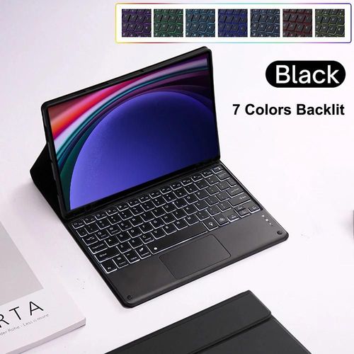 Coque Pour Samsung Galaxy Tab S9 Ultra, 14.6 Pouces, Housse De Clavier Bluetooth Pour Samsung Tab S10 Ultra 14.6 Pouces 2024-Arabic Keyboard-Noir C Backlit