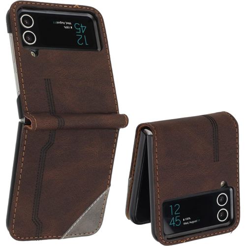 Coque Pour Samsung Galaxy Z Flip 3, Housse Etui Cuir Multifonction, Fermeture Magntique  Clapet Anti-Choc [Fonction Support] Flip Case Compatible Avec Samsung Galaxy Z Flip 3 (Marron)