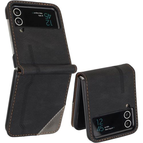 Coque Pour Samsung Galaxy Z Flip 3, Housse Etui Cuir Multifonction, Fermeture Magntique  Clapet Anti-Choc [Fonction Support] Flip Case Compatible Avec Samsung Galaxy Z Flip 3 (Noir)