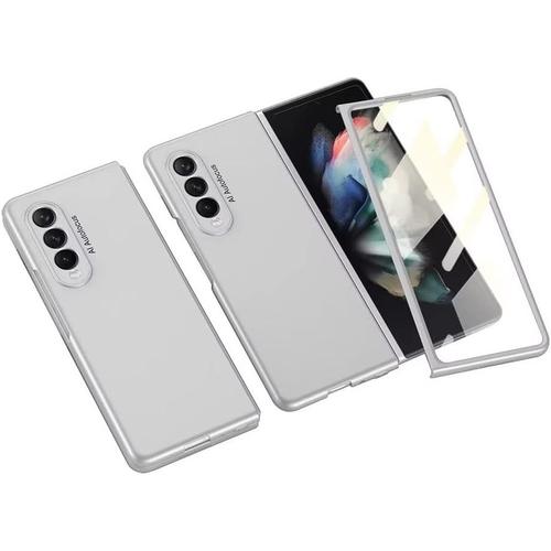 Coque Pour Samsung Galaxy Z Fold 3 5g, Avec Film D'cran Avant, Slim Pc Housse Rsistante Aux Chocs Et Aux Rayures Pour Samsung Galaxy Z Fold 3 5g. Argent