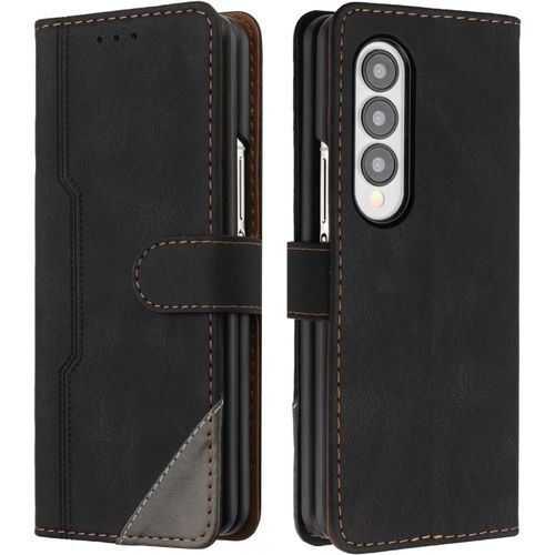 Coque Pour Samsung Galaxy Z Fold 3, Housse Etui Portefeuille Cuir Multifonction, Fermeture Magntique  Clapet Anti-Choc [Fonction Support] Flip Case Compatible Avec Samsung Z Fold 3 (Noir)