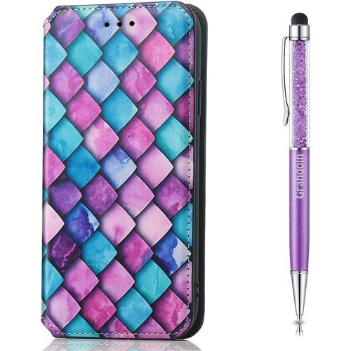 Coque Pour Samsung M32, Housse Galaxy M32, Etui Rabat Protection Housse Premium En Cuir Pu,Pochette Fermeture Magntique,Flip Case Compatible Avec Samsung Galaxy M32 (Violet)