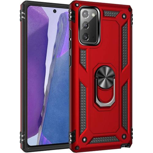 Coque Pour Samsung Note 20 (6.7'') Rouge Anti-Rayure Anneau Arrire Antichoc Dure Epais Rigide