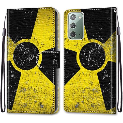Coque Pour Samsung Note20 Portefeuille Etui  Rabat En Pu Cuir Avec Motif,Poche Porte-Cartes,Multi-Usage Peint Housse Cuir Case MagnTique Noir Jaune Protection Pour Samsung Galaxy Note20