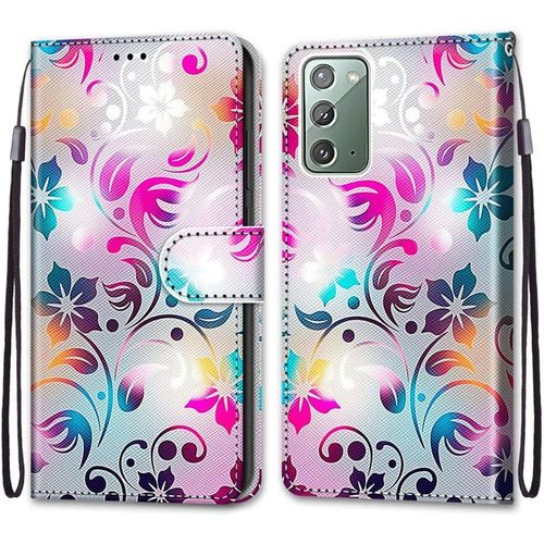 Coque Pour Samsung Note20 Portefeuille Etui  Rabat En Pu Cuir Motif,Poche Porte-Cartes,Multi-Usage Peint Housse Cuir Case MagnTique Fleur ColorE Protection Pour Samsung Galaxy Note20