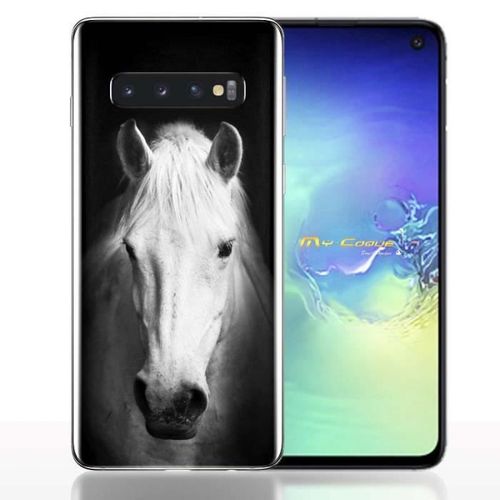 Coque Pour Samsung S10 Tete De Cheval / Noir Et Blanc / Silicone