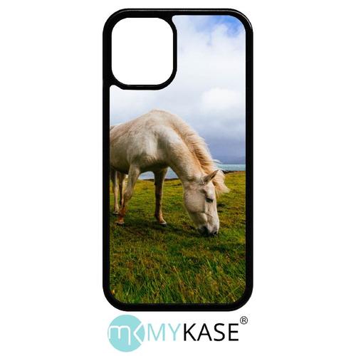 Coque Iphone 12 Mini - Cheval Paysage - Noir