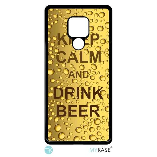 Coque Pour Smartphone - Keep Calm Biere Bulle - Compatible Avec Huawei Mate 20x - Plastique - Bord Noir