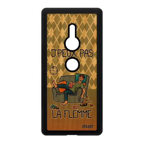 Coque Pour Sony Xperia Xz2 En Bois Silicone J'peux Pas J'ai La Flemme Je Fatigu Vert Bd Faignant Feignant Case Mobile Jpeux Texte
