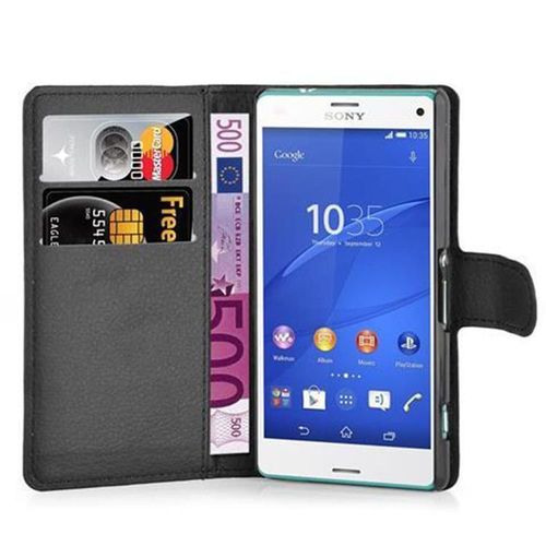 Cadorabo Housse Compatible Avec Sony Xperia Z3 Compact En Noir De Jais - tui De Protection Avec Fermeture Magntique, Fonction De Support Et Compartiment Pour Carte
