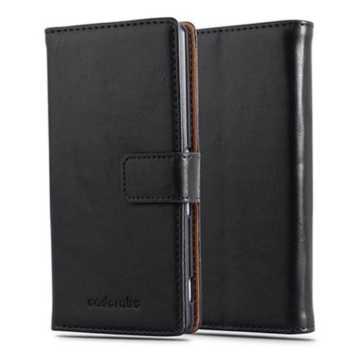Cadorabo Housse Compatible Avec Sony Xperia Z3 Plus / Z4 En Noir De Jais - tui De Protection Avec Fermeture Magntique, Fonction De Support Et Compartiment Pour Carte