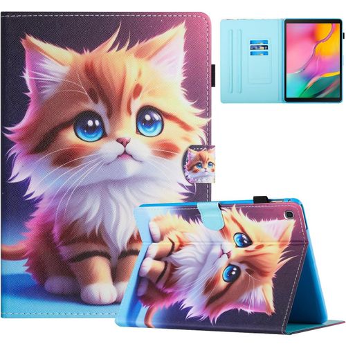 Coque Pour Tablette Samsung Galaxy Tab A 10,1 T510/ T515 2019 Etui Housse Pu Cuir Flip Support Portefeuille Protection Cover Case Pour Samsung Galaxy Tab A 10,1 Pouces 2019, Chat Jaune.[F4521]