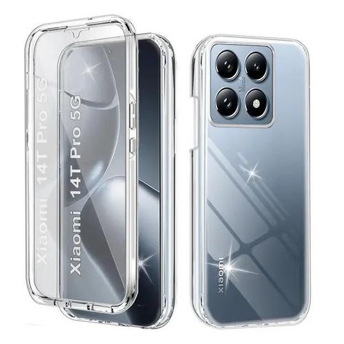 Coque Pour Xiaomi 14t Pro 5g - Housse Etui Silicone Gel 360 Integrale + Film Ecran - Transparent