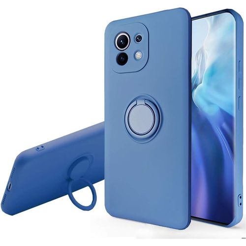 Coque Pour Xiaomi Mi 11 - Svelte Sensation Douce Bquille  Anneau Rotatif Silicone Tpu Protection Antichoc Housse De Protection Mi 11, Bleu