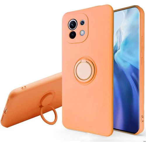 Coque Pour Xiaomi Mi 11 - Svelte Sensation Douce Bquille  Anneau Rotatif Silicone Tpu Protection Antichoc Housse De Protection Mi 11, Orange
