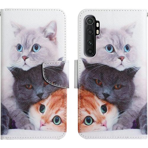 Coque Pour Xiaomi Mi Note 10 Lite, tui Portefeuille En Cuir Pu Avec Silicone Souple Flip Antichoc tui  Rabat Et Folio Motif Fonction Support Magntique Housse Case Chat 1