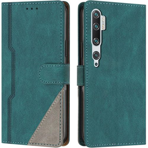 Coque Pour Xiaomi Mi Note 10/Mi Note 10 Pro/Mi Cc9 Pro, Housse Etui Portefeuille Cuir Multifonction, Fermeture Magntique  Clapet Anti-Choc Flip Case Pour Mi Note 10/Mi Note 10 Pro Vert
