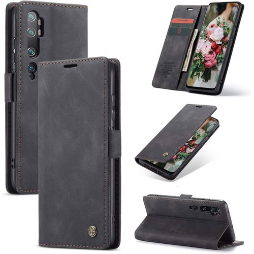 Coque Pour Xiaomi Mi Note 10 Pro/Mi Note 10,Ultra Mince Portefeuille, Emplacement Carte,Rabat Flip Phone Case, Clapet Folio tui,Cuir Pu Housse Et Tpu Bumper Protection-Noir