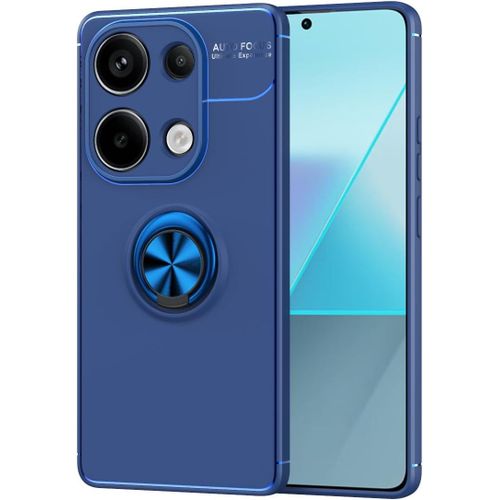 Coque Pour Xiaomi Poco M6 Pro 4g, Tpu Souple, Svelte, Support D'anneau Rotatif  360 Degrs, Coque Pour Xiaomi Poco M6 Pro 4g. Bleu