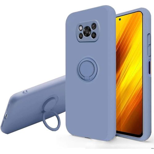 Coque Pour Xiaomi Poco X3 Nfc - Svelte Sensation Douce Bquille  Anneau Rotatif Silicone Tpu Protection Antichoc Housse De Protection Poco X3 Nfc, Gris