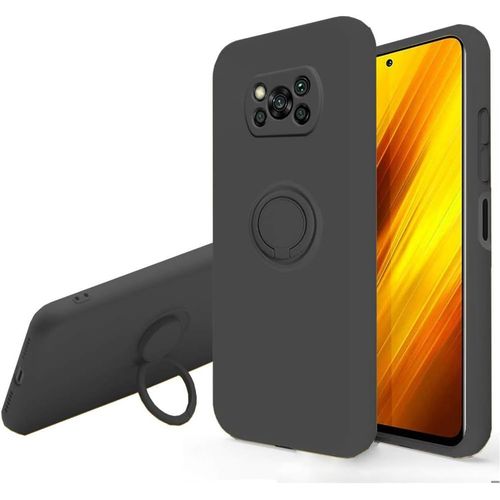 Coque Pour Xiaomi Poco X3 Nfc - Svelte Sensation Douce Bquille  Anneau Rotatif Silicone Tpu Protection Antichoc Housse De Protection Poco X3 Nfc, Noir
