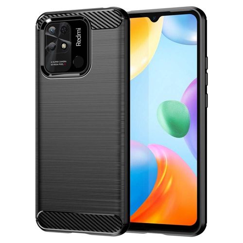 Coque Pour Xiaomi Redmi 10c / Poco C40 - Housse Etui Silicone Gel Carbone + Verre Trempe - Noir