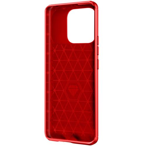 Coque Pour Xiaomi Redmi 12c Souple Renforce Effet Carbone Bross Rouge