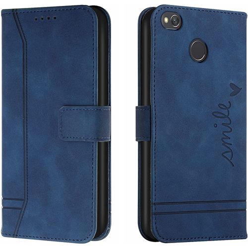 Coque Pour Xiaomi Redmi 4x, Portefeuille Housse En Pu Avec Tpu Fermoir Flip Pochette Housse Pour Xiaomi Redmi 4x (Bleu)