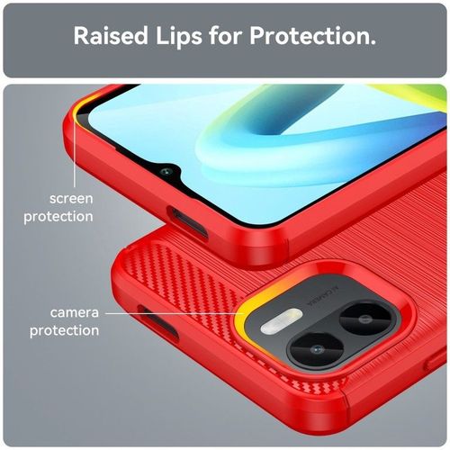 Coque Pour Xiaomi Redmi A1 / A1 Plus - Housse Etui Silicone Gel Carbone + Verre Trempe - Rouge