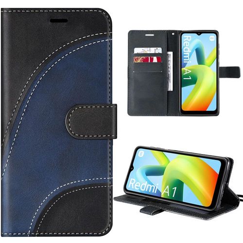 Coque Pour Xiaomi Redmi A1/A2, Etui Pliable Antichoc Effet Cuir Avec Poche  Cartes Et Bquille, Motif Emboss - Noir - Booling