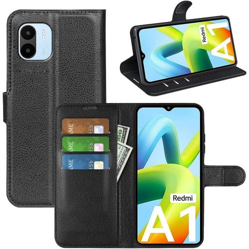 Coque Pour Xiaomi Redmi A1 / Redmi A2, Magntique Housse tui  Rabat En Cuir Pu Et Silicone Avec Porte Carte Support Portefeuille Mince Flip Cover Case Antichoc, Noir